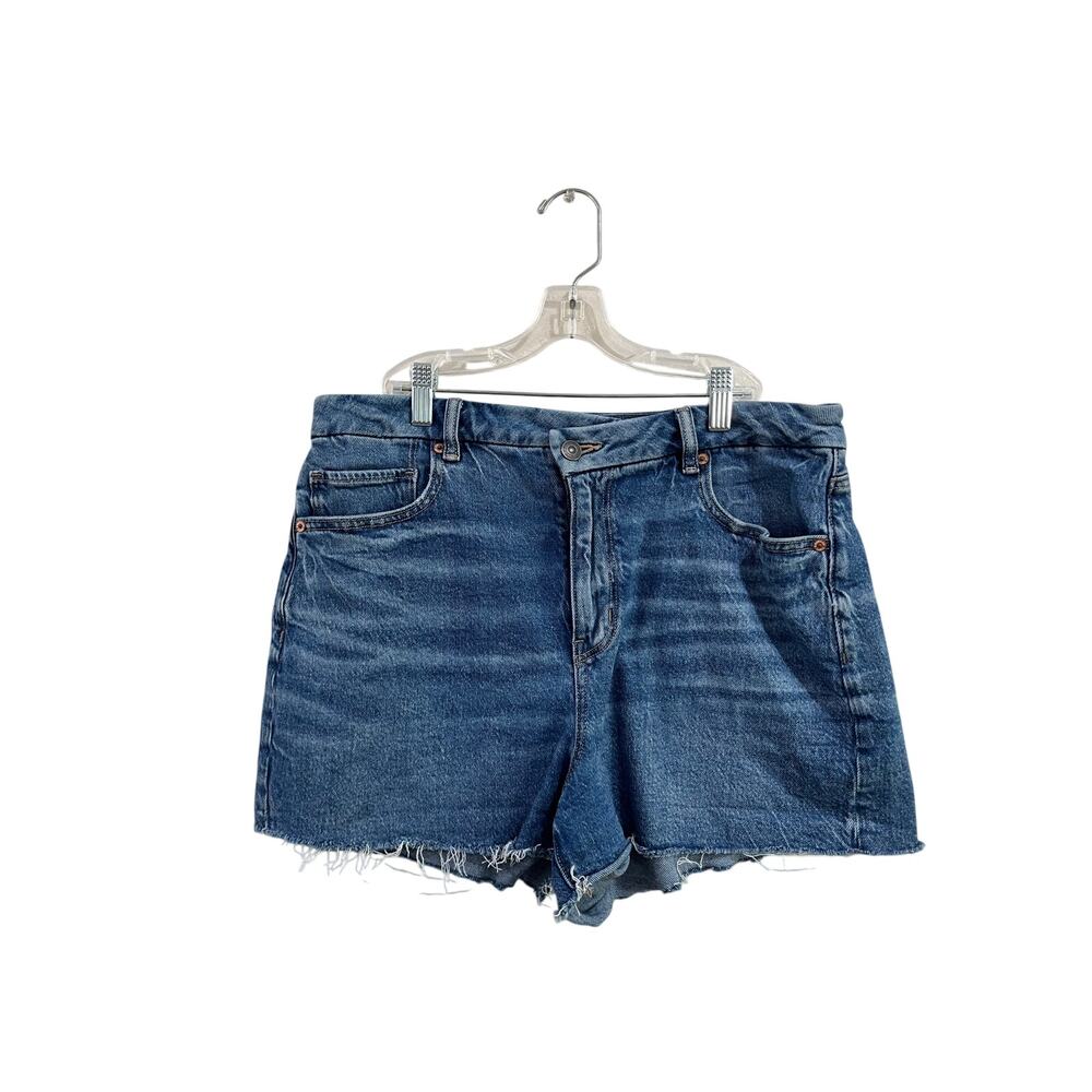 American Eagle High Rise Denim Shorts Frayed Hem Blue Jean Shorts Size 12